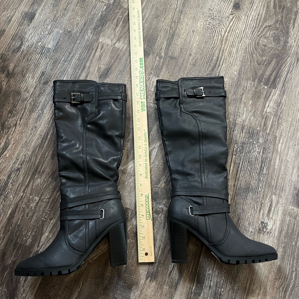 Qupid Black High Heel Boots New Out Of Box Zip Up Calf Shoes Women’s Size 8.5 - Picture 9 of 10